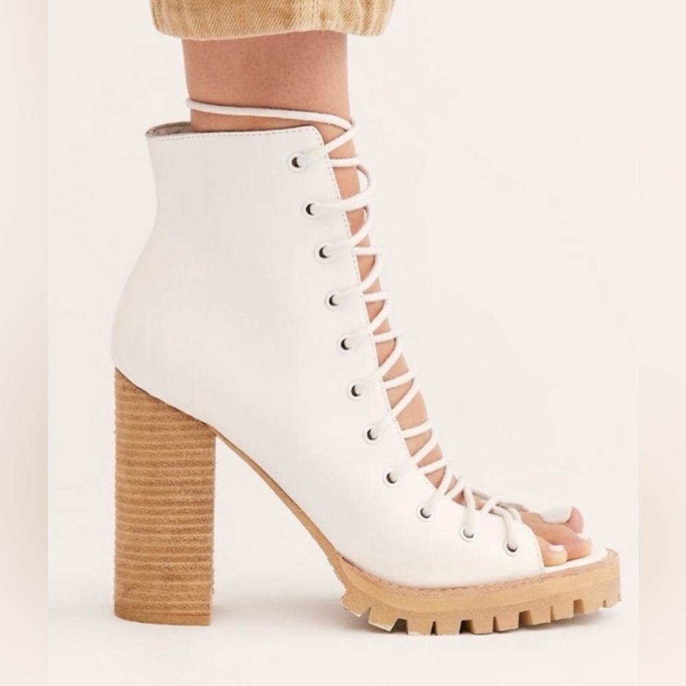 Jeffrey Campbell + Free People Palermo lace up open toe booties. Size 8. - Picture 3 of 15